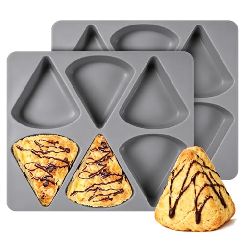 Rolitwils Silicone Scone Pan 6-Cavity Non-Stick Baking Pan 2 Pack Wedge Tray Heat Resistant for Oven Air Fryer Dishwasher Safe for Scone Cornbread Brownie Cookies BPA free.