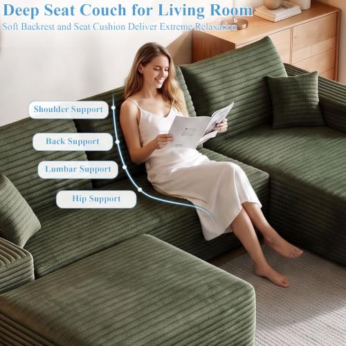 Image of Boneless Cloud Sectional Couch Modular Sofa with Ottoman for Living Room