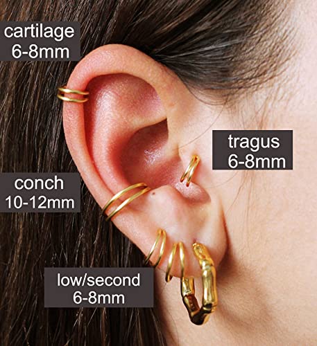 MODRSA Double Hoop Nose Ring - Silver Gold Diamond 316L Surgical Steel Cartilage Earring Helix Hoops 20g 18g 16g4