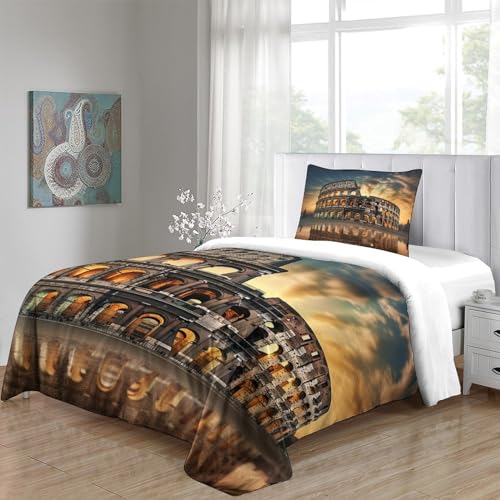 Parure de lit paysage romain 3 pièces housse de couette microfibre imprimé 3D - 5