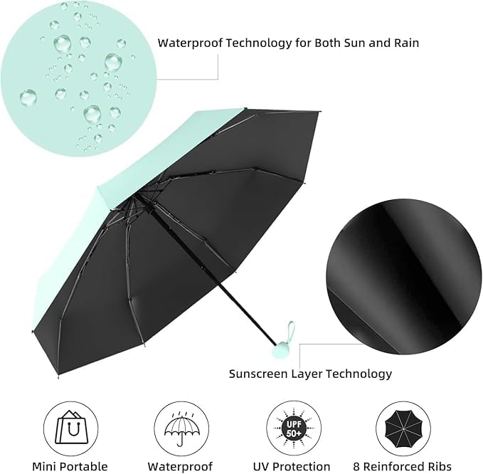 Image of TEKCOOL UV Big Size Umbrella for Sun Protection Rain Windproof Strong Large 2 fold for Men Women Kids Boys Girls Perfect Umbrella with Cover Small case Stylish Windproof & Compact UV Large Size''