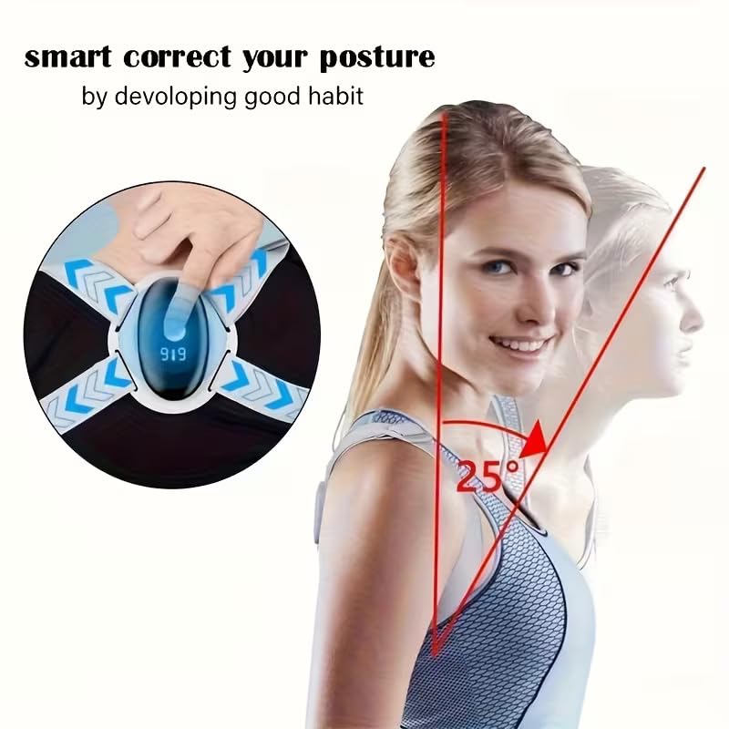 Image of Smart Posture Corrector, Upper Back Brace with Vibration Intelligent Posture Reminder, Posture Trainer for Women Kids Men, Prevent Humpback-Shoulder Relaxer Cervical Spine Alignment (One Size)