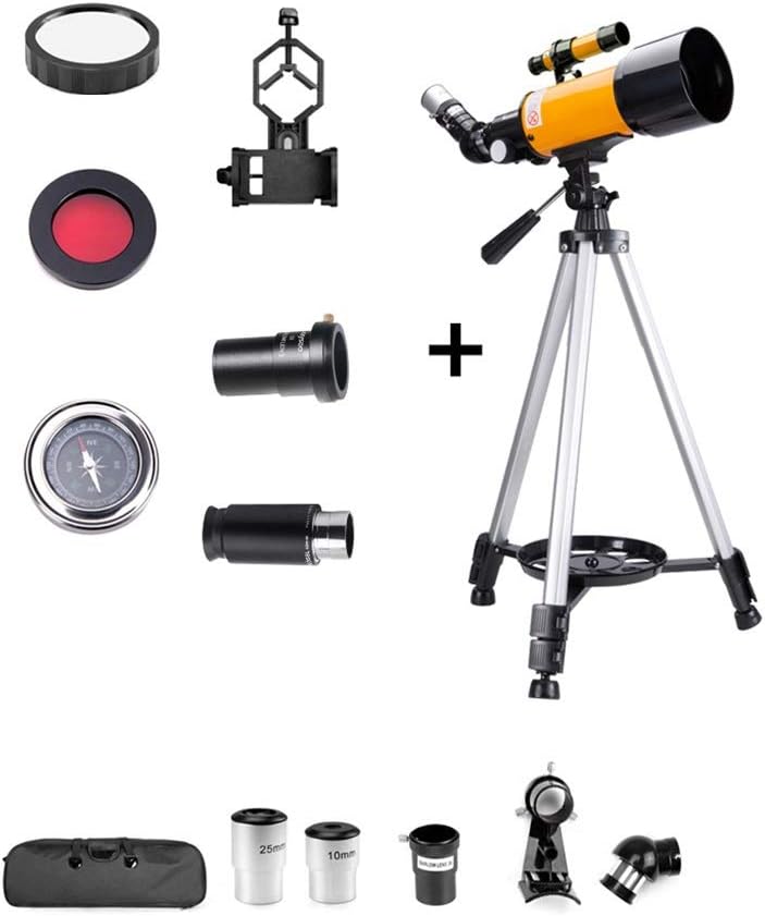 Astronomical Telescope, Stargazing HD Entry-Level Space Telescope for Children and Students,Telescopes for Adults,70mm Aperture 400mmMount, The Best Gift for Children,Yellow (Color : Package 3)