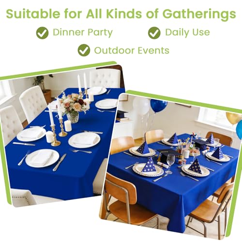 Image of Mulbozy Navy Blue Plastic Table Cloth Disposable 4 Pack, 54 x 108 Inch Tablecloths Rectangle, Navy Plastic Table Cover for Party Decor