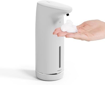 mooas Automatic Foaming Soap Dispenser Milky Touchless Foaming Hand Soap Dispenser, USB Rechargeable Electric Sensor Auto Foam Soap Dipsenser for Bathroom Kitchen Dish Wash Commercial 10.8oz White