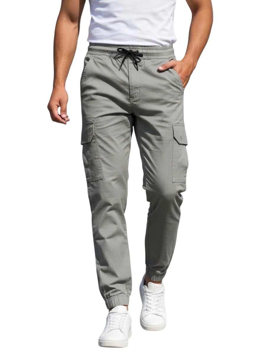 Men's Cargo Jogger Pants, Elastic Waistband with Drawstring, Side Cargo Pockets-picture-15