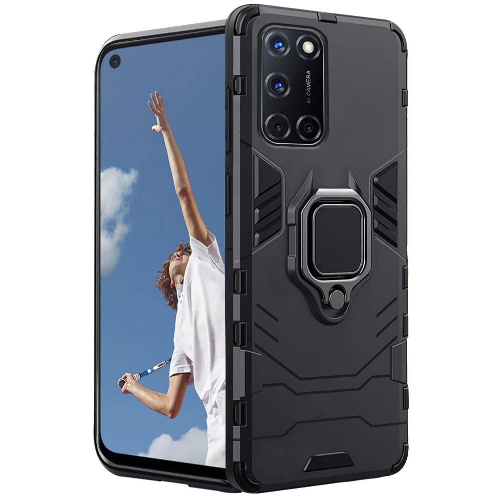 WOW IMAGINE Shock Proof Back Case Mobile Cover for Oppo A52 (Armor | Hybrid PC + TPU | Full Protection with Ring Holder Kickstand | Carbon Black) (B09Y3HLYGG) Amazon Price History, Amazon Price Tracker
