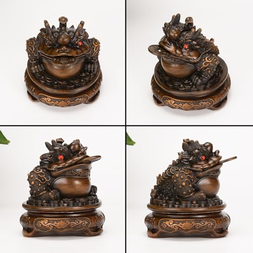 Estatua de Rana Feng Shui Tres Patas 5.5'' Resina miniatura 5