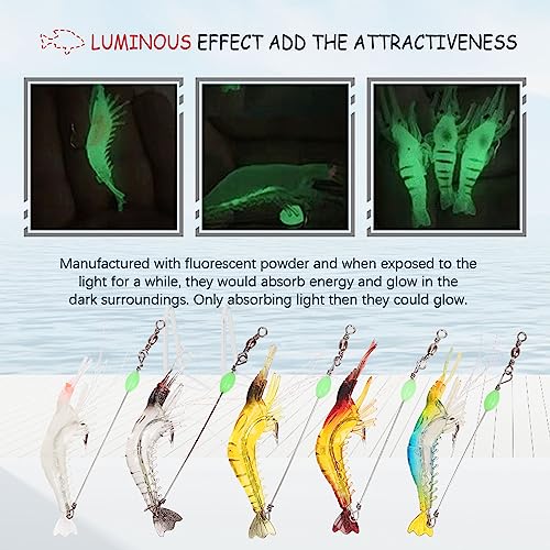 Hilitchi 15 Pcs Soft Shrimp Lures Fishing Bait Luminous Artificial Lures For Freshwater Trout Bass Salmon And More #TOP4