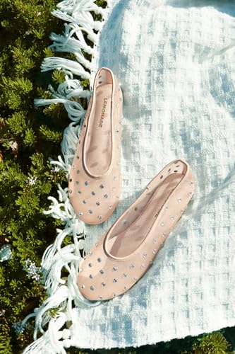 LEMONADE Women's Mesh Rhinestone Embellished Ballet Flats4
