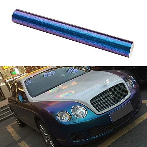 AuMoHall Purple to Lake Blue Glossy Metallic Chameleon Vinyl Wrap Sparking Diamond Color Change DIY Vehicle Vinyl Film, 59.8'' x 11.8''