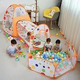 キッズテント 室内用 秘密基地 3 in 1トンネル ボールプール200個付き プレイハウス 3点セット ワンタッチ開閉 折りたたみコンパクト 子供用テント 女の子 男の子対応 ポリエステル 抗菌 消臭 おもちゃハウス 睡眠 おもちゃ小屋 屋外 組み立て簡単 お誕生日/クリスマス プレゼント 玩具収納 室外遊具 おままごと 3枚のクローリングマット付き(A)