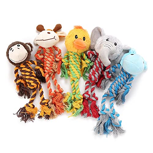 Perro peluche juguetes perro masticar juguete, 5 formas de paquete de juguetes interactivos rellenos con tentáculos de cuerda de algodón, estilo de estilo lavable resistente a los dientes de mordedura