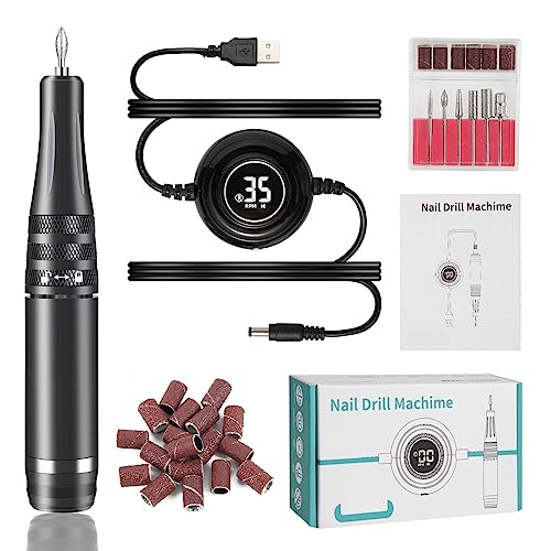 BZBZB Taladro De Uñas Eléctrico Máquina De Manicura Profesional 35000 RPM, Taladro De Uñas Eléctrico, Torno De Uñas Portátil Juego De Cortador De Manicura Eléctrico,