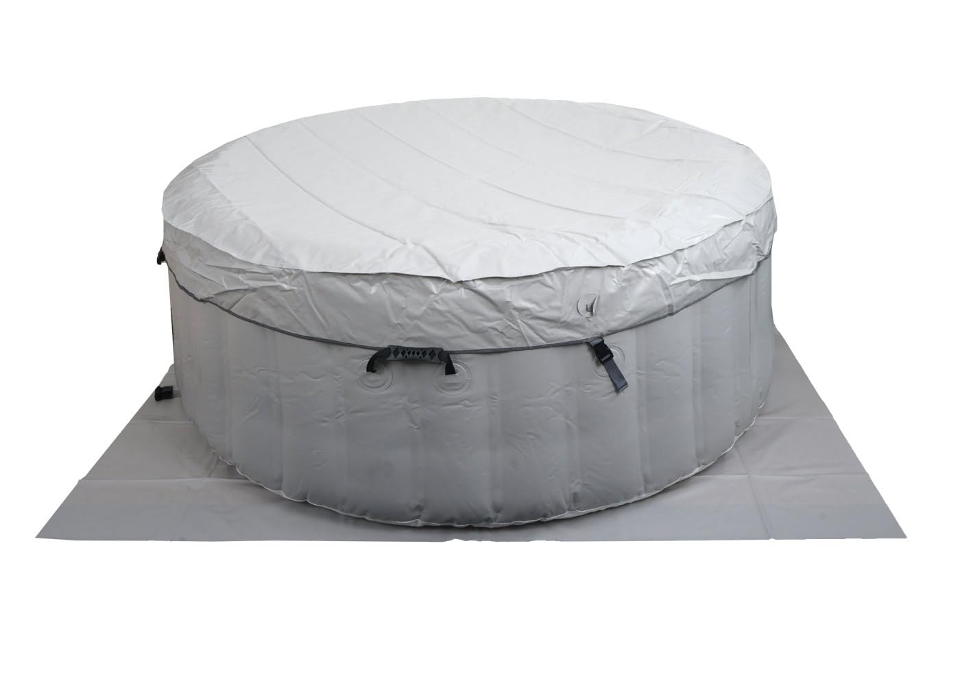 Mendler Whirlpool HWC-N97, 4 Personen, In-/Outdoor heizbar aufblasbar Pumpe PVC laminiert, rund Ø 180cm - grau-weiß