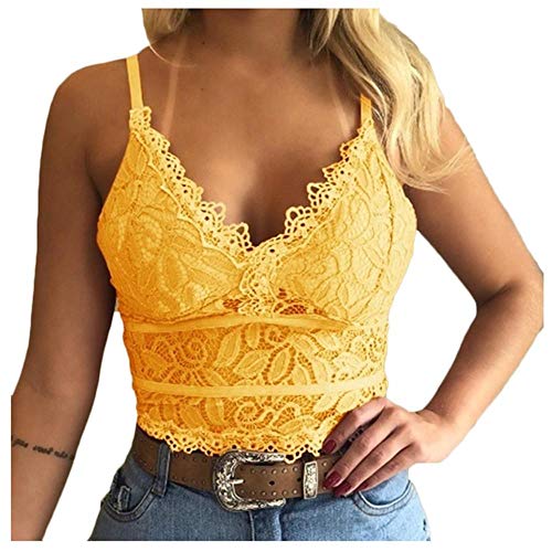 Soutien-gorge sexy en dentelle jaune 3XL | Lingerie invisible sans couture