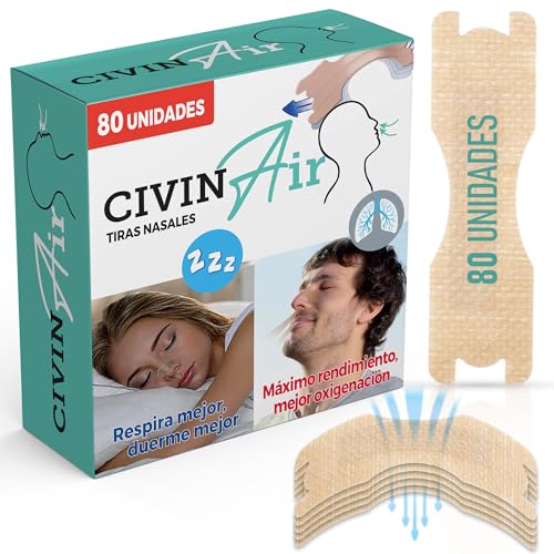 Tiras Nasales Antironquidos | Tiras nasales para Dormir y Respirar Mejor por la Nariz | Pack 80, Tiritas Nariz Respirar Mejor Descanso y Descongestionante Nasal. Fabricación Española