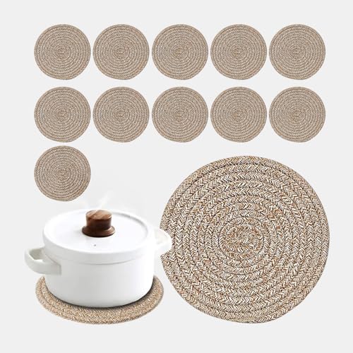 Pot holders trivets set, 12-pack cotton thread weave