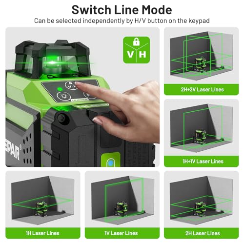 image for Huepar 4x360 Laser Level Self-leveling 4D Green Beam Cross Line 16 Lin
