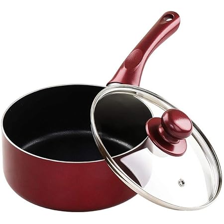Amazon 片手鍋 18cm ミルクパン Ih鍋 揚げ物 小鍋 焦げ付く難い ノンスティック加工 お手入れ簡単 Ih対応 オール熱源対応 耐久性高い 人間工学取っ手 ガラス蓋付 フッ素樹脂加工 片手なべ 片手鍋 ソースパン オンライン通販