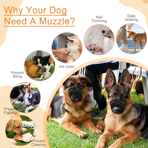 ElevateTech 3 Stück Maulkorb Für Hunde Verstellbare Schlaufe Weicher Netzmaulkorb Für Kleine Mittelgroße Und Große Hunde Verstellbarer Riemen Atmungsaktiver Mundschutz Schützt Vor Beißen Bellen Kauen