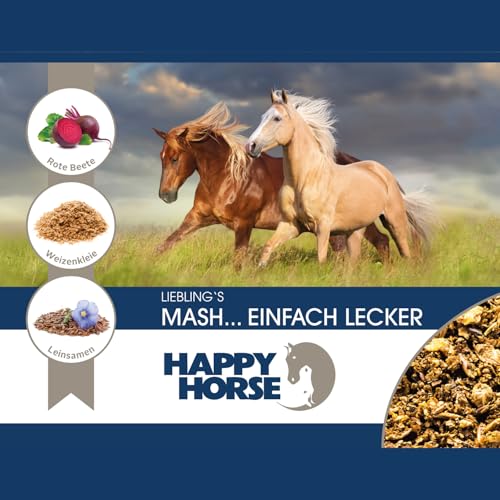 Happy Horse Lieblings Mash für Pferde | 14 kg | Leckeres Mash mit Banane, Kanne Fermentgetreide & Kräutern | Verdauungsfördernd | Getreideaufgeschlossen | Ohne Aufkochen