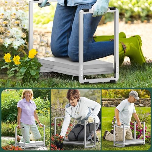 Image of Garden Kneeler and Seat, 10.2 inch Wider Heavy Duty Thick for Kneeling and Seat | Multifunctional Thick Gardening Bench for Kneeling and Seat, Gardening Gifts for Women, Seniors Grandparents, Gray