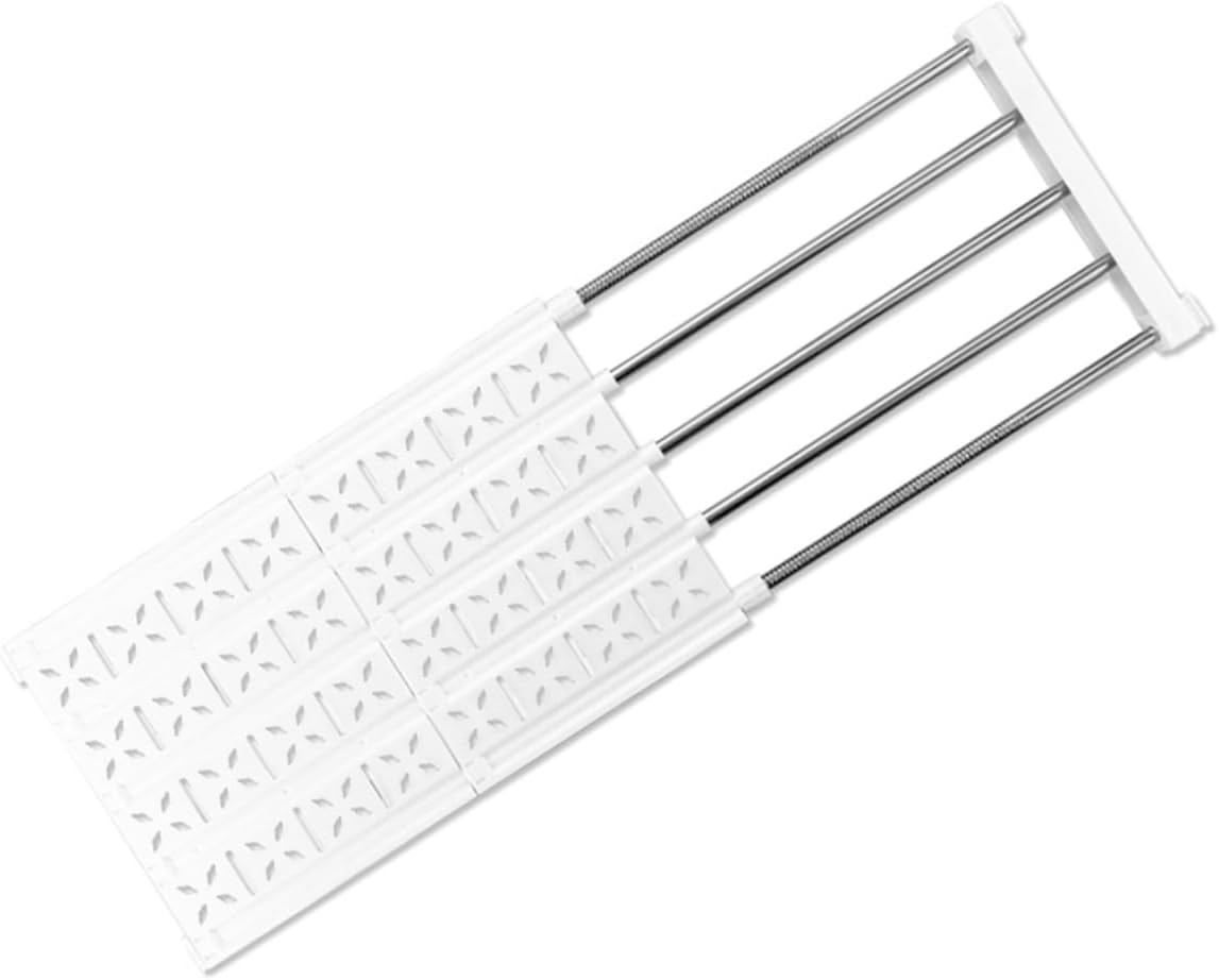 Adjustable Shelf Divider for Closet Storage, Steel Tube White Rack