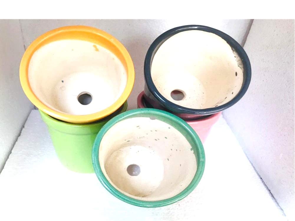 Colorful Ceramic Planters - Pack of 5 -4 Colorful Ceramic Planters - Pack of 5 -4