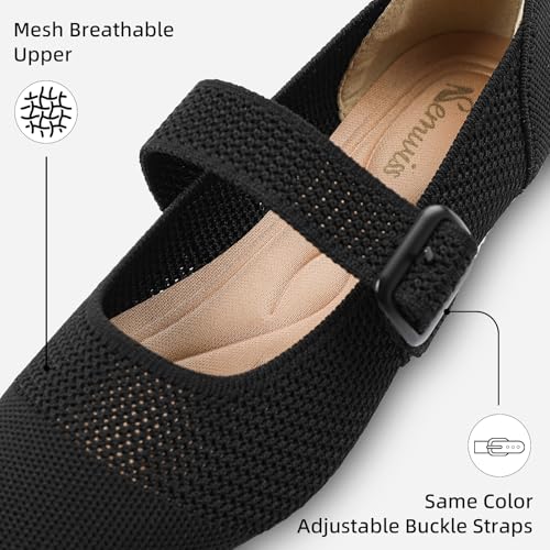 Semwiss Women's Mary Jane Flats Pointed Toe Ballet Flat Breathable Comfortable Dressy Casual Office Shoes with Adjustable Strap Design3