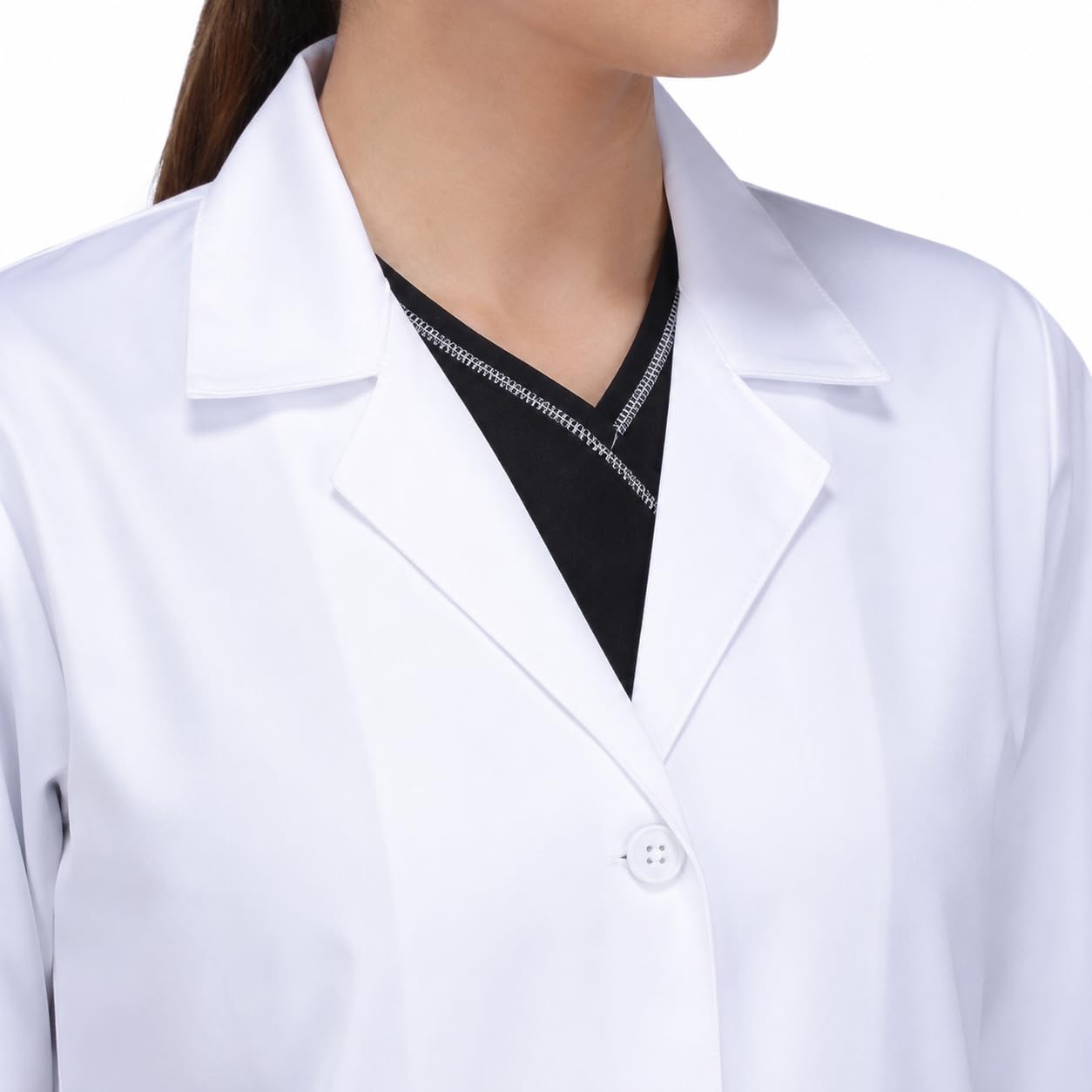 UNIFORM CRAFT Women's Doctor Lab Coat | Long Sleeve Poly Cotton | 2 Pocket Medical Uniform for Nurses & Healthcare Professionals | Hospital & Clinic Wear – White, Size M 3