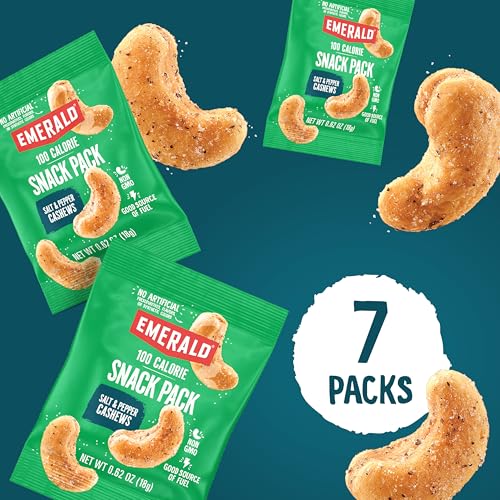 image for Emerald Nuts Salt and Pepper Seasoned Cashews 7ct (1-Pack), 100-Calori