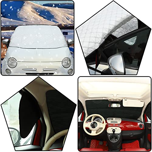 Image of HAPPYHORSE Snow Windshield Snow Cover for Fiat 500 Abarth 2010-2023 Winter Snow Frost Car Windshield Cover Accessories