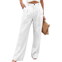 Linen Pants Women Straight Leg Business Pants Casual Dress Slacks for Work High Rise Tailored Trousers with Pockets