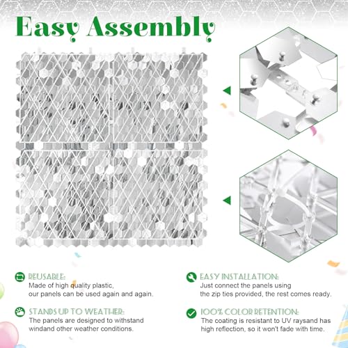 Image of Silver Shimmer Wall Backdrop Panels 3ftx4ft Sequin Photo Backdrop for Graduation Wedding Glitter Birthday Party Independent Day Background Sparkle Decor