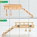 PETOGO's Wooden Bird Perch Platform Stand with Ladder and Rattan Toys - Made from Natural Wood, for Small/Medium Birds, Parakeet, Cockatiel, Conure in a Cage - Flat Perches for Bird Cages