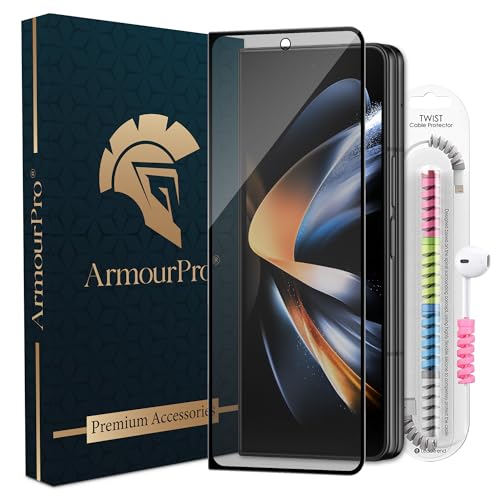 Image of ArmourPro Anti Glare Matte Tempered Glass for Samsung Galaxy Z Fold 4, Anti Fingerprint Screen Protector, 9H Scratch Resistant, Smooth Touch, Easy Installation Kit with Cable Protector