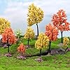 Vhxmaizxn 10 Pcs Model Trees 1.8 to 5 in Mixed Miniature Fall Trees Diorama Orange Yellow Scale Tree Mini Scenery Train Village Railroad Building Landscape Autumn Supplies Plastic Plants DIY Crafts #3