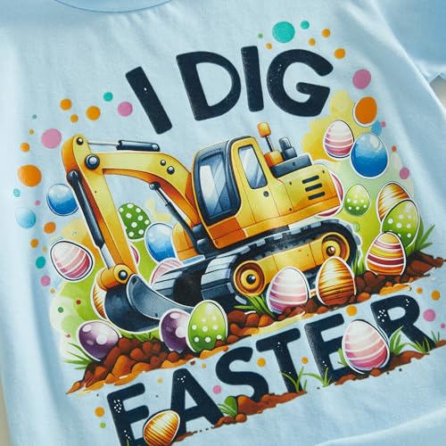 Image of Easter Bunny Shirt for Toddler Boys Girls Kids Funny Rabbit Letters Graphic Cotton Short Sleeve T-Shirt Top
