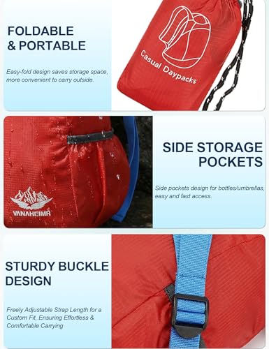 Image of Venzina Durable Waterproof Lightweight Packable Backpack, Foldable Travel Daypack for Hiking and Work, Unisex Men Women Compact Backpack for Outdoor, Gym, Shopping