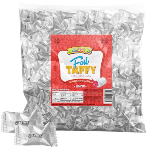 White Candy, Strawberry Sour Taffy - Party Favors, Individually Wrapped
