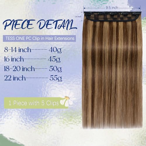 TESS Clip In Hair Extension Remy,Hair Extensions Real Human Hair One Peice 5 Clips Straight Natural Hairpieces for Womens/Girls(#4/27 Medium brown&Dark blonde,10Inch) - Image 2