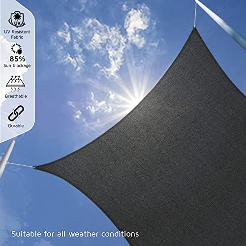 Image of HIPPO Shade Sail 12 Feet X 16 Feet Sun Shade 85% UV Block for Canopy Cover, Outdoor Patio, Garden, Pergola, Balcony Tent (Ash-Grey)