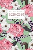 Five Year Planner 2026-2030: 6x9 Monthly Journal Organizer Medium | Pastel Peony Flower Design Green