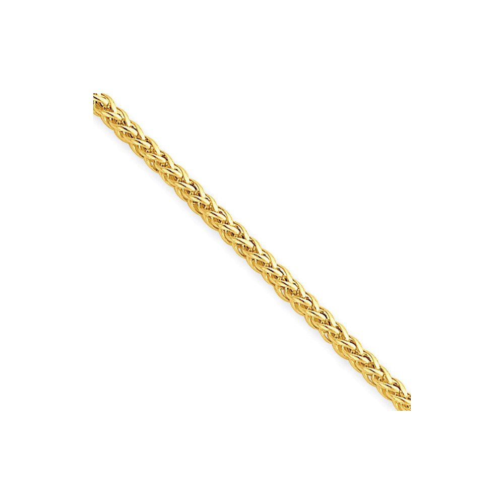14K Yellow Gold 2.00MM Semi-Solid Spiga (Wheat) Link Chain Necklace