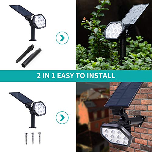 Nekteck Solar Lights Outdoor,10 Led Landscape Spotlights Solar Powered Wall Lights 2-In-1 Wireless Adjustable Security Decoration Lighting For Yard Garden Walkway Porch Pool Driveway #TOP6