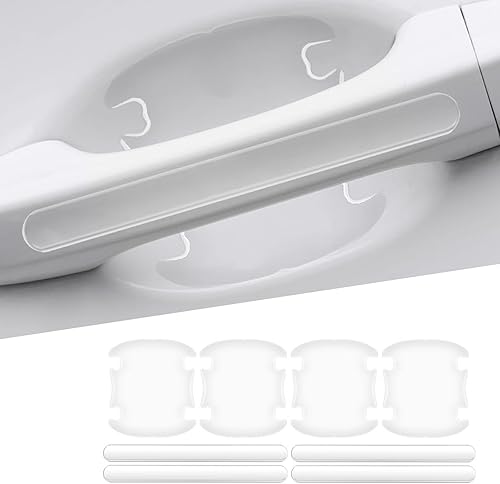 Combinación de 8 calcomanías para manija de puerta de automóvil, pegamento epoxi invisible, película protectora de pintura antiarañazos, tira gruesa