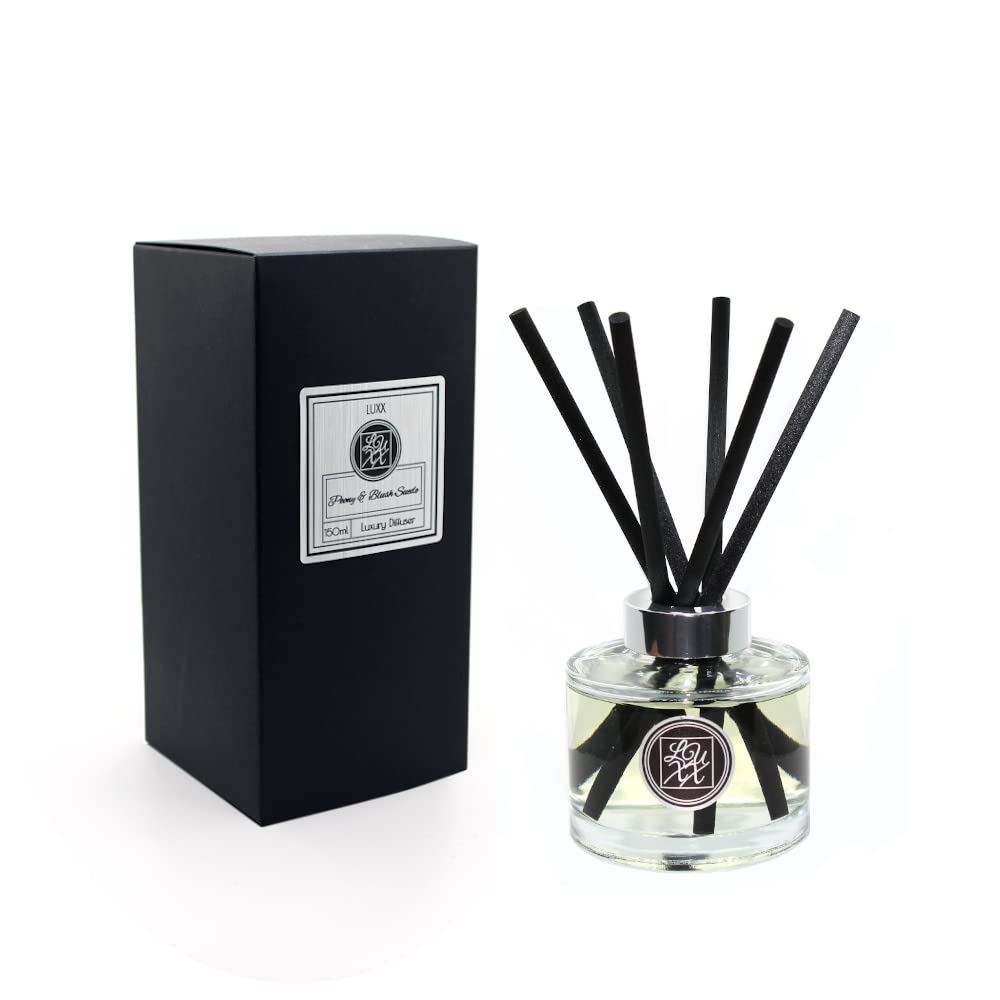 Luxx Black,Rose Creations - Large Fragrance Reed Diffuser 150Ml (Peony & Blush Suede) Peony, Apple, Rose, Plum, Carnation, Jasmine, Violet & Musk
