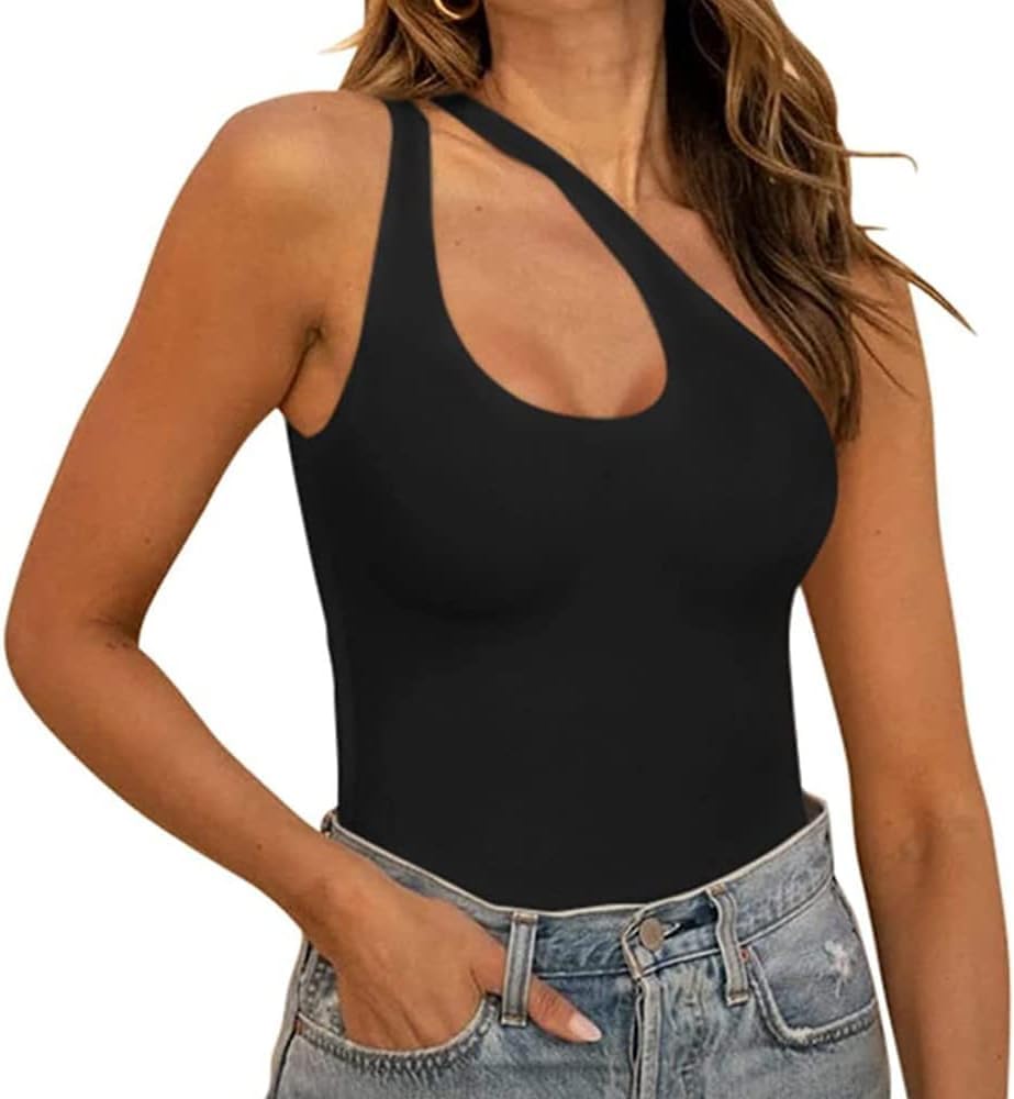 Body Donna senza Maniche Monospalla Asimmetrico Bodysuit Contenitivo Modellante Outfit Estivi Bodysuit Elegante versatile Top Aderente