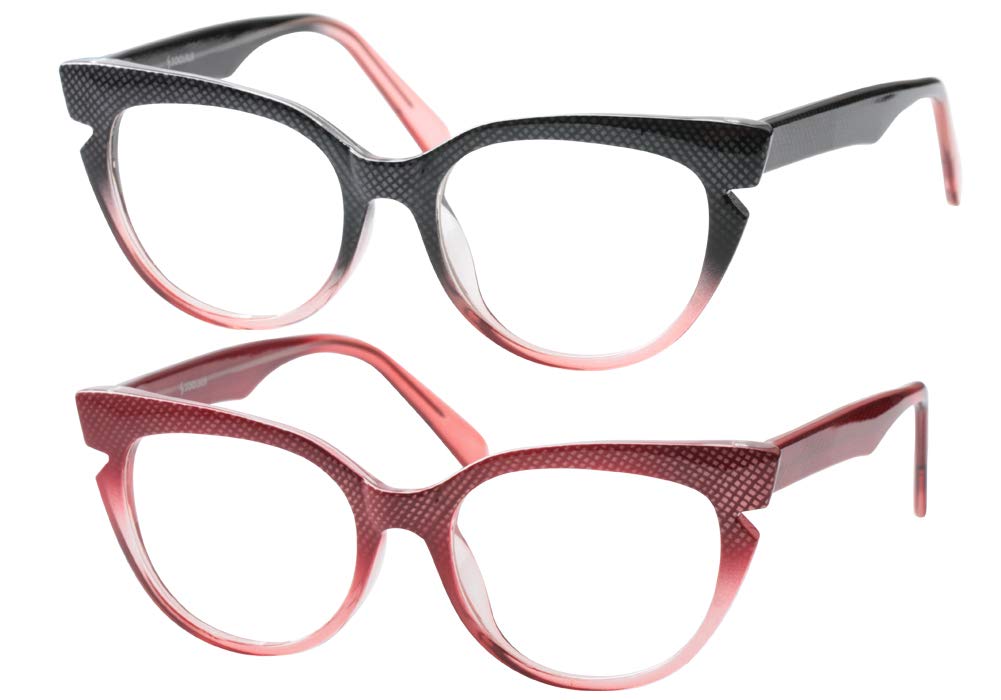 SOOLALA Womens Hit Color Grid Pattern Cat Eye Reading Glass Eyeglass Frame